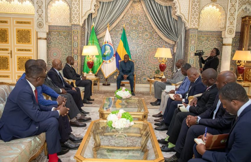 Le Chef de l’État gabonais recevant la délégation du Groupe Coris Bank