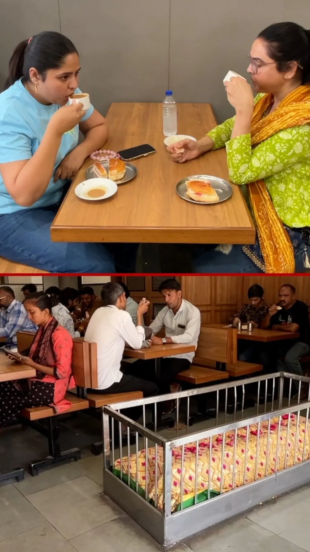 Clients atablés dans un restaurant