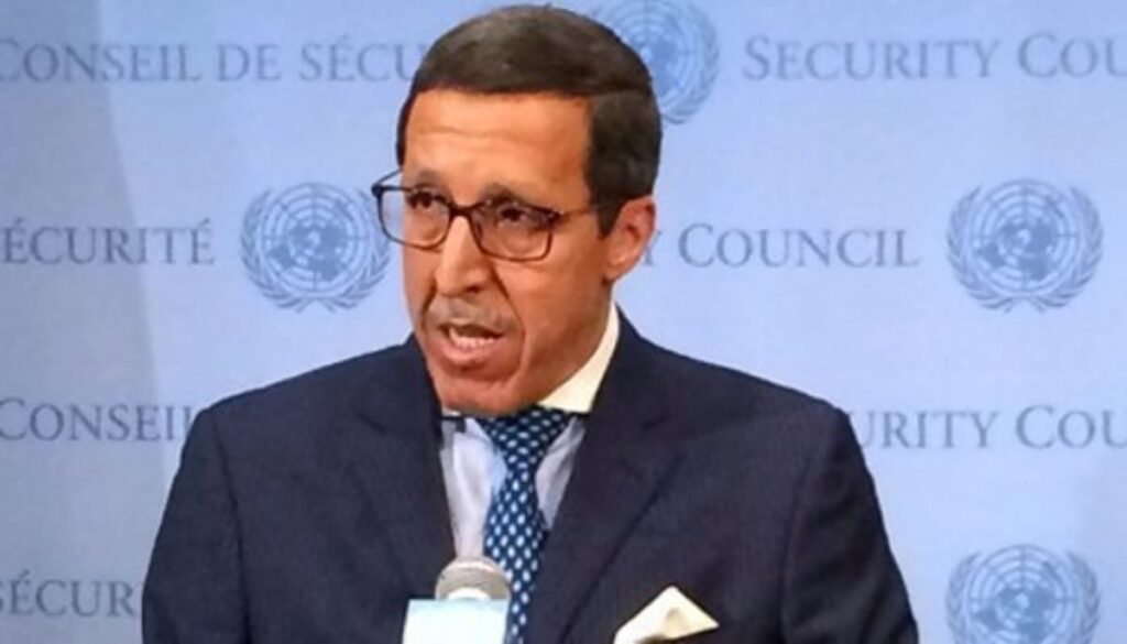 Omar Hilale, représentant permanent du Maroc auprès de l'ONU, lors de son intervention sur le Sahara.