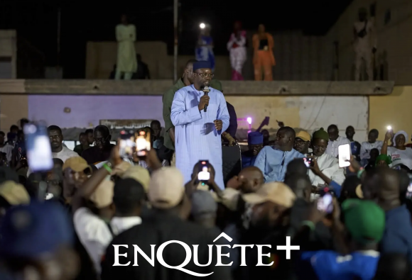 Ousmane Sonko lors de son discours à Mbacké