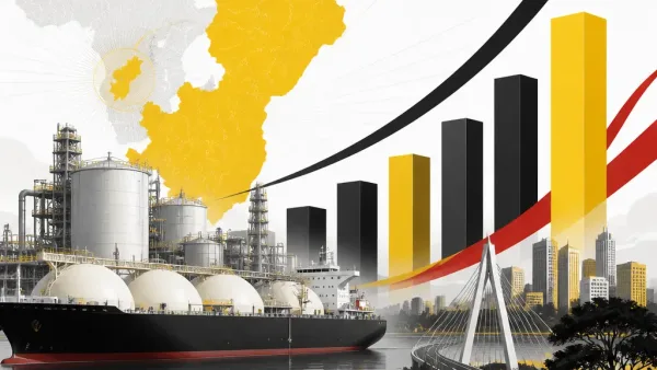 Illustration éditoriale montrant une courbe économique ascendante symbolisant la croissance du Bénin