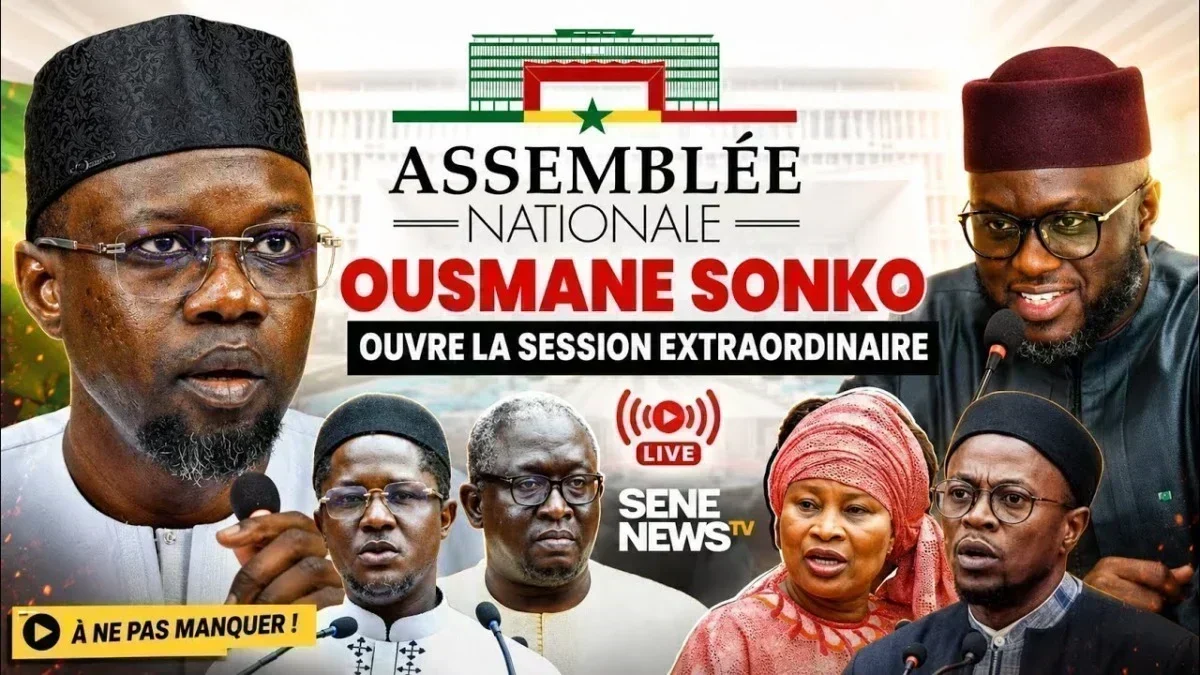 Assemblée nationale en session avec Ousmane Sonko Assemblée nationale en session exceptionnelle avec Ousmane Sonko lors des débats parlementaires